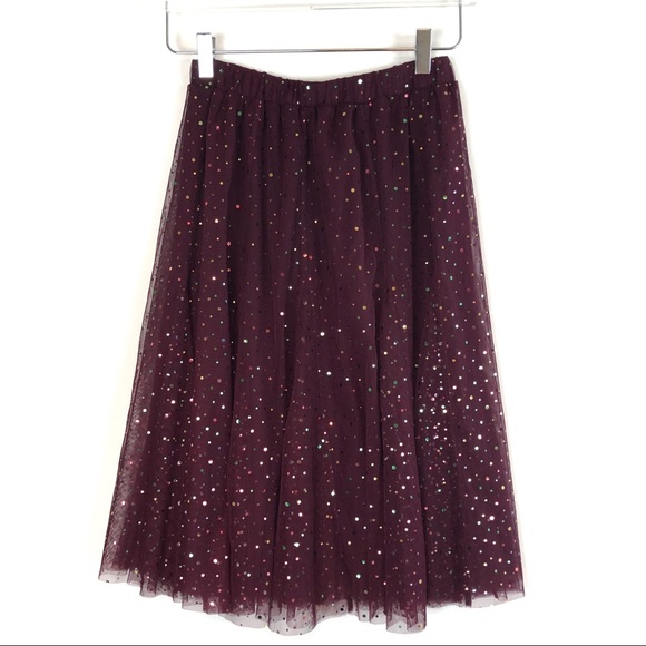 Anthropologie Dresses & Skirts - Anthropologie Red Gold Dot Tulle Skirt XXS XXSP
